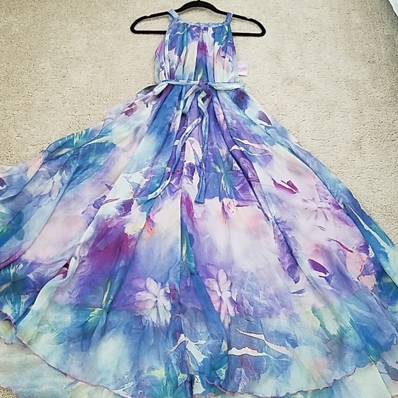 watercolour maxi dress